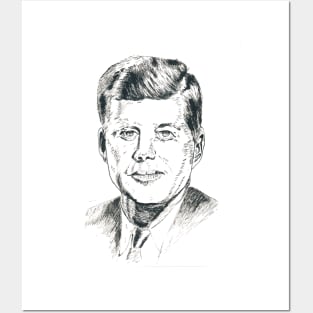 JFK illustration portrait Posters and Art